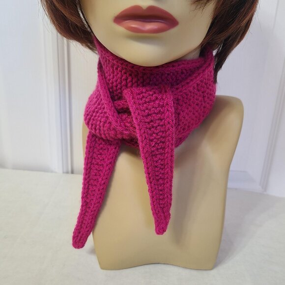 Sophie Scarf Classic Design Small Double Wrap Handmade Knitted Acrylic Magenta - Picture 9 of 15